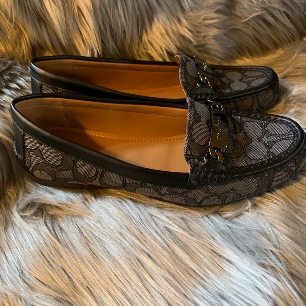 Coach flat black loafers